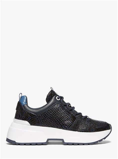 cosmo snake-embossed leather trainer michael kors|Michael Kors Cosmo Snake.